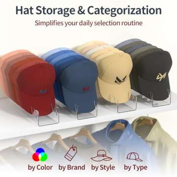 GoMaihe Hat Organizer for Baseball Caps: 2-pack Acrylic Hat Display Stand for Closet - Clear Cap Sto...