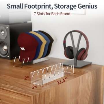 GoMaihe Hat Organizer for Baseball Caps: 2-pack Acrylic Hat Display Stand for Closet - Clear Cap Storage Holder for Ball Cap, Golf Cap, Trucker Hat - Install-free | Easy Grab | Minimalist