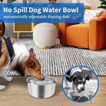 Kactoily 3L/101oz Large Capacity Dog Water Bowl Stainless Steel No Spill Dog Bowls Slow Drinking Dog...