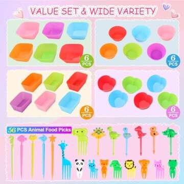 Colorful 80PCS Silicone Lunch Box Dividers Set for Kids