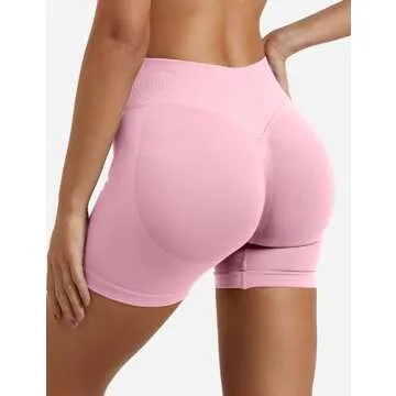 YEOREO Women Workout Gym Impact Shorts Elieen Hidden Scrunch Butt Lifting Mid Low Waist 3.6"/4.5"/6" Seamless Shorts Pink S