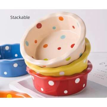 yaocoral 2 Pack 12 OZ Medium Ceramics Candy Bowl Polka Dot Candy Dish Cute Ceramic Bowls for Dessert...