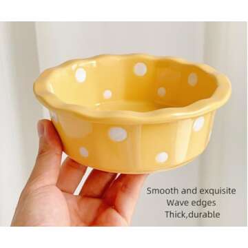yaocoral 2 Pack 12 OZ Medium Ceramics Candy Bowl Polka Dot Candy Dish Cute Ceramic Bowls for Dessert,Snack,Fruit,Yogurt,Cereal,Ice Cream,Breakfast,Salad,Soup,Side Dishes,Kitchen Prep