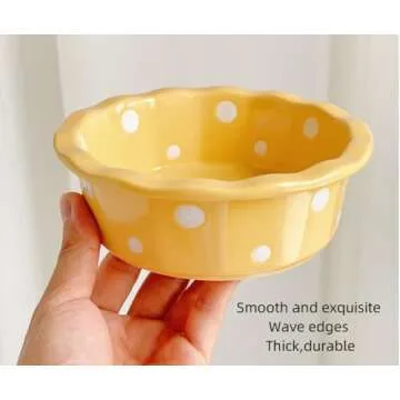 yaocoral 2 Pack 12 OZ Medium Ceramics Candy Bowl Polka Dot Candy Dish Cute Ceramic Bowls for Dessert,Snack,Fruit,Yogurt,Cereal,Ice Cream,Breakfast,Salad,Soup,Side Dishes,Kitchen Prep