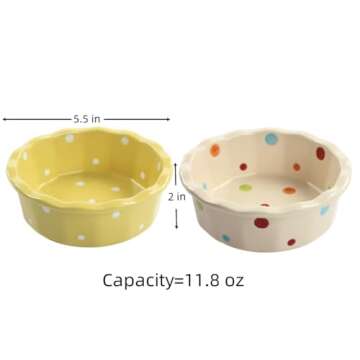 yaocoral 2 Pack 12 OZ Medium Ceramics Candy Bowl Polka Dot Candy Dish Cute Ceramic Bowls for Dessert,Snack,Fruit,Yogurt,Cereal,Ice Cream,Breakfast,Salad,Soup,Side Dishes,Kitchen Prep