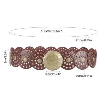 Dazzleimart Vintage Wide Disc Western Style Belt