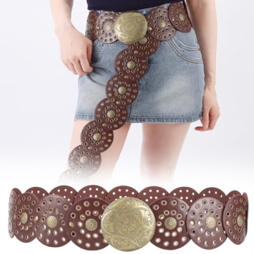 Dazzleimart Vintage Wide Disc Western Style Belt