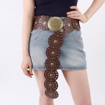 Dazzleimart Vintage Wide Disc Western Style Belt