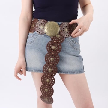 Dazzleimart Vintage Wide Disc Western Style Belt