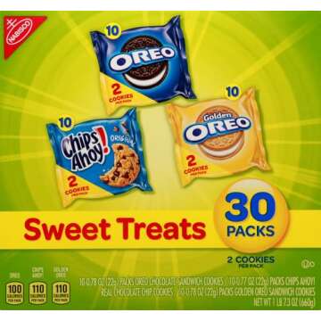 Nabisco Sweet Treats Cookie Variety Pack OREO, OREO Golden & CHIPS AHOY!, 30 Snack Packs (2 Cookies ...