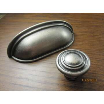 TANGDIAABBCC Aeiniwer Sonoma Cabinet Hardware Montana Pull Bin Cup Handle Antique Pewter 3" Betweeen Screw Holes New