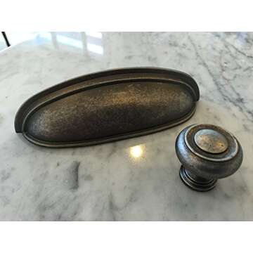 TANGDIAABBCC Aeiniwer Sonoma Cabinet Hardware Montana Pull Bin Cup Handle Antique Pewter 3" Betweeen Screw Holes New