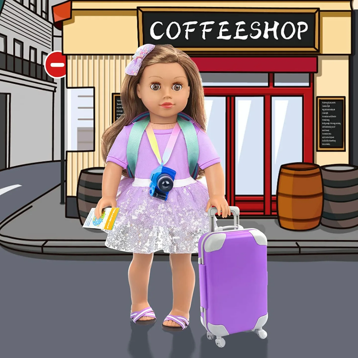 18" Doll Travel Accessory Set - 23 pcs Suitcase & More!