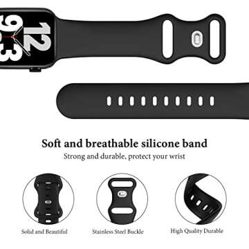 Stylish 6 Pack Silicone Sport Bands Compatible with Apple Watch