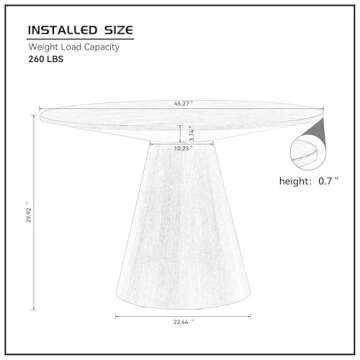 45.27" Modern Round Dining Table for 4-6,Wooden Round Kitchen Table with MDF Table Top & Pedestal Ba...