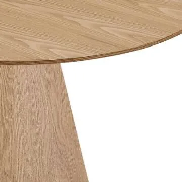 45.27" Modern Round Dining Table for 4-6,Wooden Round Kitchen Table with MDF Table Top & Pedestal Base,Mid Century Modern Round Dining Table for Dining Room Kitchen,Living Room, Natural Ash