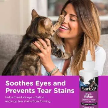 Nutri-Vet Eye Rinse for Cats - Gentle Formula Removes Debris - Helps Reduce Irritation and Prevent Tear Stains - 4oz