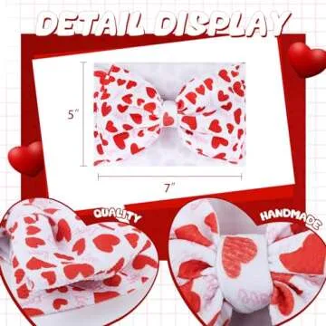 YanJie Red Valentines Wide Handmade Heart Headbands and Bows for Newborn Girls, Infants, Toddlers