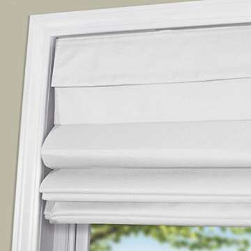 Arlo Blinds Thermal Room Darkening Fabric Roman Shades, Color: White, Size: 34.5" W X 72" H, Cordless Lift Window Blinds
