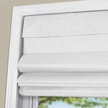 Arlo Blinds Thermal Room Darkening Fabric Roman Shades, Color: White, Size: 34.5" W X 72" H, Cordless Lift Window Blinds
