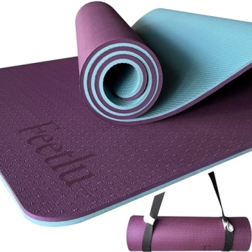 Feetlu Exercise Mat Thick Yoga Mat Eco TPE Material, 2/5" Ultra Thick Non Slip Flooring Exercise Mat...