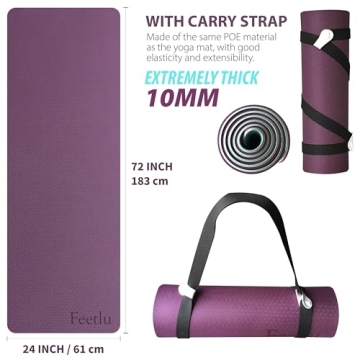 FEETLU Thick Non-Slip Exercise Yoga Mat for All