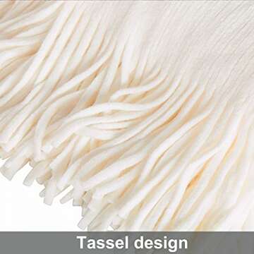 NTBAY Acrylic Knitted Throw Blanket, Lightweight and Soft Cozy Decorative Woven Blanket with Tassels for Travel, Couch, Bed, Sofa, 51x67 Inches, White Striped