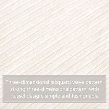 NTBAY Acrylic Knitted Throw Blanket, Lightweight and Soft Cozy Decorative Woven Blanket with Tassels for Travel, Couch, Bed, Sofa, 51x67 Inches, White Striped