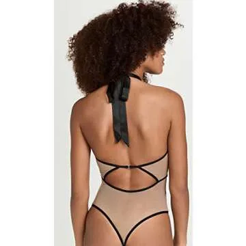 Thistle and Spire Women's Medusa Thong Bodysuit, Black, L