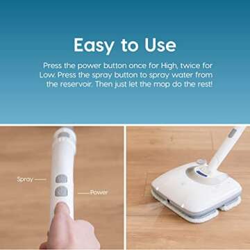 IRIS USA Cordless Electric Vibrating Mop Rechargeable with Water Spray, Multi-Surface Electric Mop w...