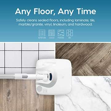 IRIS USA Cordless Electric Vibrating Mop Rechargeable with Water Spray, Multi-Surface Electric Mop with Four Reusable Washable Cleaning Pads