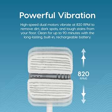 IRIS USA Cordless Electric Vibrating Mop Rechargeable with Water Spray, Multi-Surface Electric Mop with Four Reusable Washable Cleaning Pads