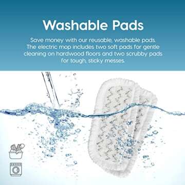 IRIS USA Cordless Electric Vibrating Mop Rechargeable with Water Spray, Multi-Surface Electric Mop with Four Reusable Washable Cleaning Pads