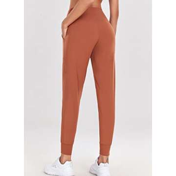 Oalka Women's Joggers High Waist Yoga Pockets Sweatpants Sport Workout Pants Butternut Brown S