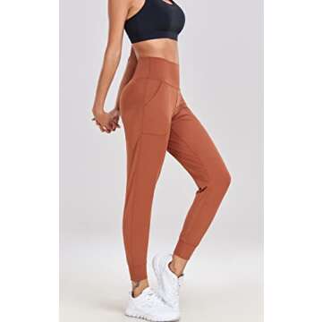 Oalka Women's Joggers High Waist Yoga Pockets Sweatpants Sport Workout Pants Butternut Brown S