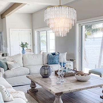 Capiz Shell Chandelier for Modern Coastal Elegance