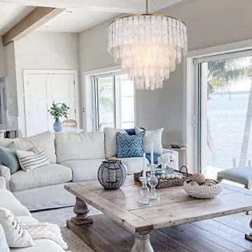 Capiz Shell Chandelier for Modern Coastal Elegance