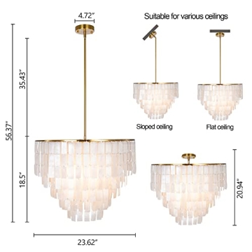 Capiz Shell Chandelier for Modern Coastal Elegance