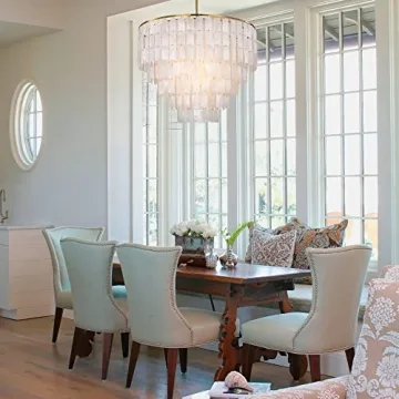 Capiz Shell Chandelier for Modern Coastal Elegance