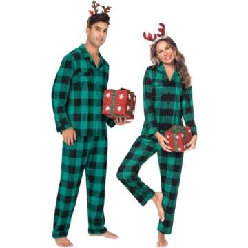 Sexqero Christmas Family Matching Pajamas Set Couples Button Down Sleepwear Loungewear Long Sleeve P...