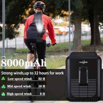 CAZOKASI 8000mAh Rechargeable Portable Waist Clip Fan - Super Powerful Wind, Long Endurance Cooling and Heatstroke Prevention