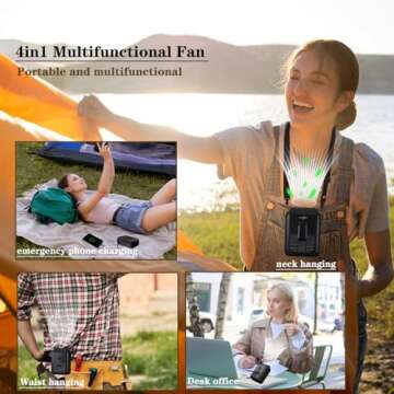 CAZOKASI 8000mAh Rechargeable Portable Waist Clip Fan - Super Powerful Wind, Long Endurance Cooling and Heatstroke Prevention