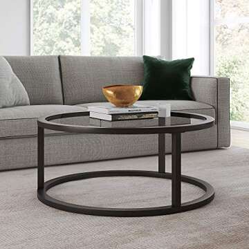 Parker 35'' Wide Round Coffee Table in Blackened Bronze - Stylish & Compact Design