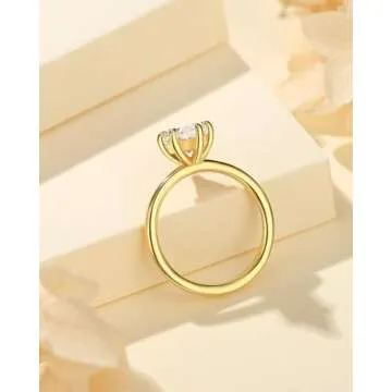 RURULUYA 2CT Elongated Marquise Cut Engagement Ring,Simulated Diamond Promise Ring,925 Sterling Silver 18K Yellow Gold Plated Ring(5#)