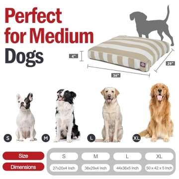 Majestic Pet Stripes Rectangle Medium Dog Bed Washable – Non Slip Comfy Pet Bed – Dog Crate Bed ...