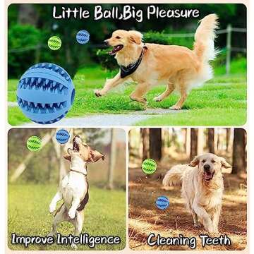 Feixun Dog Treat Toy Ball, Dog Tooth Cleaning Toy, Interactive Dog Toys(1 Green+1 Blue) 2.8" Pack of 2