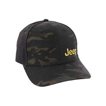 Jeep Text Logo Low Profile Trucker Hat Black Camo/Green Hat