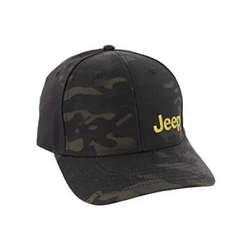 Jeep Text Logo Low Profile Trucker Hat Black Camo/Green Hat
