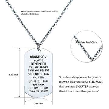 danjie To My GrandSon Dog Tag Military Stainless Steel Pendant Necklace Grandson Always Remember You...