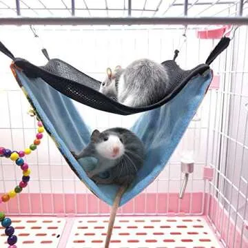 ZOOPOLR Small Pet Animal Hammock, Double Bunkbed Hammock Hanging Bed, Small Animal Cage Toy Accessories for Hamster/Squirrel/Guinea Pig/Chinchillas/Mice/Rats/Mini Dutch Pig